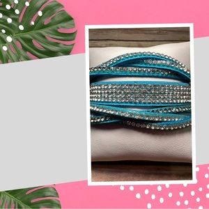 Blue suede wrap snap bracelet